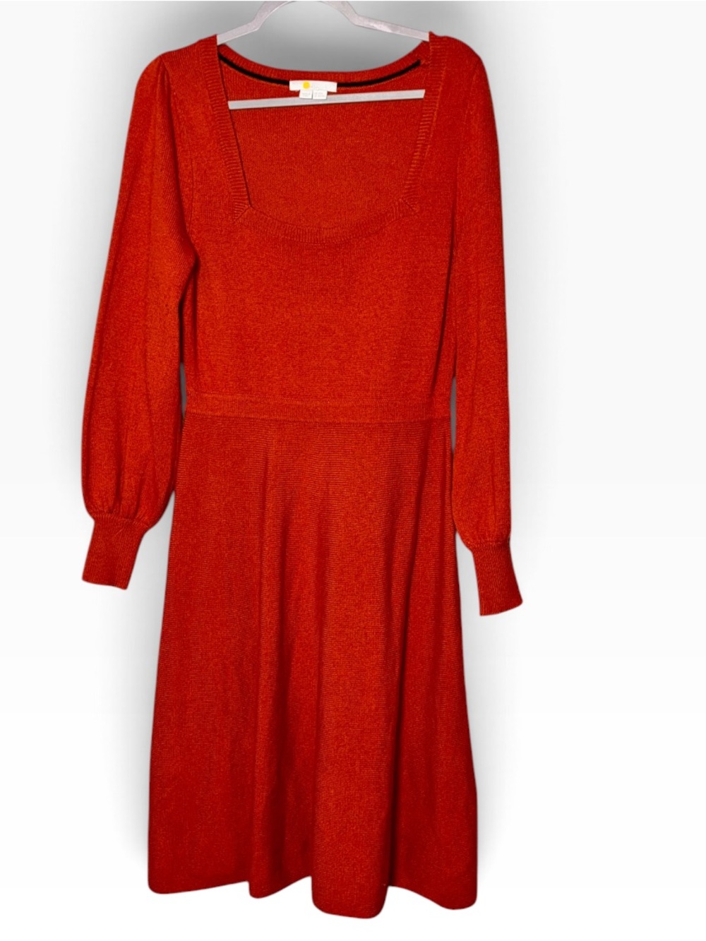 Boden Burnt Orange sweater Dress Wool-cotton-alpaca blend Size 16-18R US